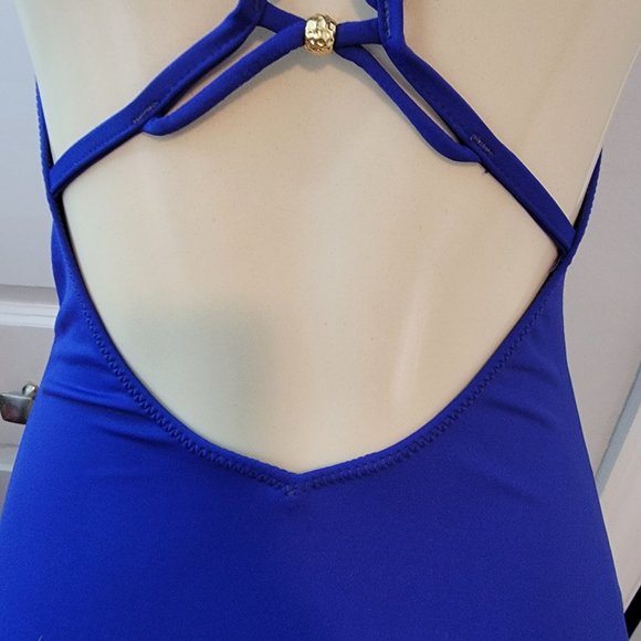 Trina Turk Algiers Deep V Neck Lattice Back Strappy Front One Piece - Picture 11 of 16